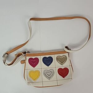 Brighton HOLLY Soft White Leather Hearts Women's Crossbody Bag
